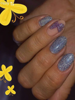 Гель лак для ногтей TNL Shine bright синий светоотражающий с блестками №3, 10 мл #81, Светлана Т.
