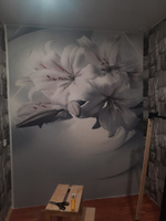 Фотообои на стену флизелиновые Цветок, белые цветы 200x270 см виниловые обои на стену. #7, Зинаида Н.