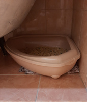 Туалет для кошек угловой с рамкой "PetTails", глубокий (под наполнитель) 55*45*13см (полипропилен), бежевый #6, Варвара М.