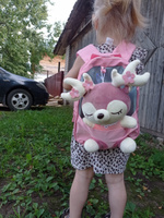 Рюкзак детский TREND IDEA для девочки дошкольный со съемной мягкой игрушкой Оленёнок #6, светлана з.