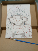 Картина по номерам маленького размера (холст на картоне) - Котёнок в шапочке и шарфике #38, Елена П.