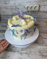 Вафельная картинка на торт БАБОЧКИ ФИОЛЕТОВЫЕ , украшение для торта и выпечки #13, Дарья Б.