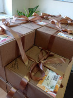 Комплект из 10 штук. Крафтовая подарочная коробка, праздничная картонная упаковка с наполнителем и атласными лентами, самосборная #62, Veronika D.