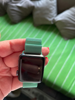 Металлический ремешок для часов Apple Watch 42-44-45-49 mm Миланская петля / Стальной браслет сетчатый гипоаллергенный ( Бирюзовый ) #6, Ольга