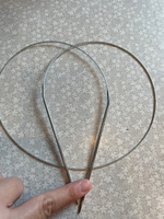 Круговые спицы для вязания на металлическом тросе 100 см, d 3.0 мм. Спицы с леской для рукоделия #34, Евгения П.