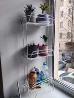 Стеллаж для рассады на подоконник металлический, дизайнерская подставка для цветов 3 полки этажерка для растений, парник на окно для выращивания в квартире доме на даче #7, Александра Р.