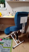 Коленный ортопедический растущий стул для осанки Олимп Премиум со спинкой, для школьника и взрослого, синий джинс #1, Екатерина Д.