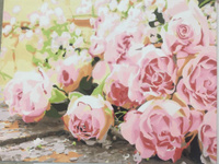 Картина по номерам на холсте 40х50 40 x 50 на подрамнике "Букет нежно-розовых красивых роз" DVEKARTINKI #59, Екатерина Ч.