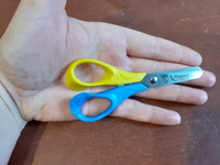 Ножницы для левшей MAPED VIVO Reflex3D 12см, детские, эргономичные симметричные кольца, желтый #7, Катя Д.