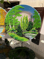 Декоративная тарелка с рисунком уральскими камнями "Лето" на подставке #10, Лили Т.