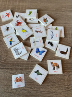 Детское развивающее лото "Мир животных", игровой набор из 24 пластиковых фишек + 4 игровых поля-карточки, по методике Г. Домана #6, Елена Г.