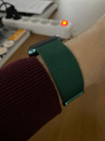 Металлический ремешок для умных смарт часов Apple Watch series 1-8 и Эпл Вотч SE Ultra 42-44-45-49 mm (milanese loop) / Ремешок миланская петля на магнитной застежке для часов Эпл, Зеленый #125, Илья Г.