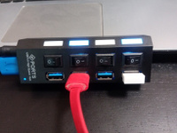 USB разветвитель 4 портов USB Hub 3 0 юсб хаб 3.0 переходник с usb блоком питания, с 4 зависимыми переключателями для портативного компьютера ПК #6, МАРИНА В.