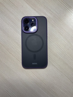 Чехол для iPhone 14 Pro с поддержкой MagSafe/ матовый Remax/ магсейф на Айфон 14 про для использования магнитных аксессуаров, противоударный, фиолетовый / функция беспроводной зарядки #8, Артём А.