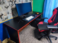 Стол игровой геймерский стол компьютерный офисный письменный 160х60х75, черно-красный #44, Виталий Г.