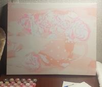 Картина по номерам на холсте 40х50 40 x 50 на подрамнике "Розы в чашке" DVEKARTINKI #133, Виктория З.