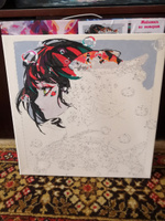 Раскраска картина по номерам на холсте "Прогулка под водой. Девушка аниме" 40х40 #42, Валерия К.