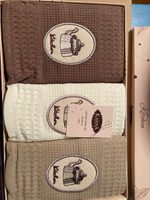 Кухонное полотенце SANTE V2 вафельное, набор 3 шт. 40x60 см хлопок в подарочной коробке Турция #7, Ольга Г.
