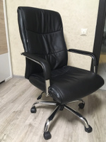 Компьютерное, офисное, удобное кресло (стул) для руководителя с подлокотниками Brabix "Space EX-508", экокожа, хром, черное #1, Ирина О.