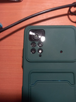 Чехол с карманом для XIAOMI Poco X4 Pro 5G (6.67") темно-зеленый, POKET, защита камеры, плотный силикон, картхолдер / накладка #3, Роман Б.