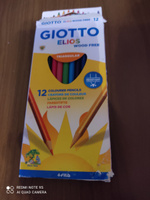 GIOTTO ELIOS TRI WOOD FREE набор пластиковых заточенных цветных карандашей, 12 цветов, мягкие, для детского рисования #3, неля