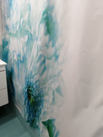 Штора для ванной, занавеска в ванную комнату тканевая "Нежность астр" JoyArty #12, Татьяна Х.