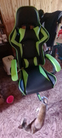 Игровое геймерское кресло на колесиках BYROOM Game BAN green HS-5010-GR кожаное крутящееся. Компьютерный стул для геймера с ортопедической высокой спинкой для игр и работы на пк #47, Ольга Ж.