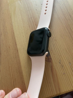 Cиликоновый ремешок для Apple Watch 42 44 45 49 мм, размер S/M, series 1-8 (для эпл вотч), пудровый, Bandside #93, Гульназ В.