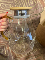 Кувшин для воды для напитков с фильтр-крышкой/ графин для воды/ чайник стеклянный жаропрочный из боросиликатного стекла, Алмаз, ADECORI #102, Анастасия Н.