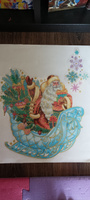 Новогоднее украшение наклейки на окно и зеркало, декора дома Снегурочка ,без клея и следов, многоразовое, с раскраской на картонной подложке / 30х38см #83, Мария А.