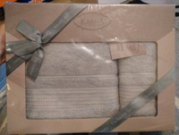 Полотенце махровое 2шт. LADIN светло-серый полотенце банное 70х140 см и полотенце для волос, лица и рук 50x90 см, набор махровых полотенец в подарочной коробке #93, Анастасия Г.
