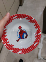 Набор детской посуды MARVEL Человек-паук 3 предмета: тарелка 16,5 см, миска 14 см, кружка 200 мл, для детей, для мальчика, керамика #6, Оксана Б.