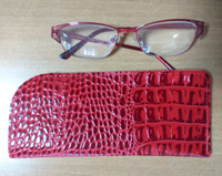 Футляр для очков мягкий из натуральной кожи Smart Folder Чехол Солнечные очки Подарок учителю красный #61, Элина К.