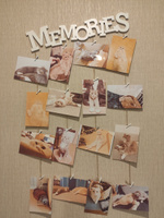 Рамка для фото "Memories" на 30 фотографий, белый, квадратный шрифт, фоторамка коллаж, мудборд, мультирамка, гирдянда с прищепками, набор фоторамок, держатель для фото #70, Жанна К.