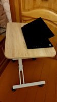 Складной компьютерный стол для ноутбука на колесах "Твист-2", стол для ноутбука с регулировкой высоты и угла наклона #дуб сонома/белый #10, Михаил С.