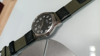 Ремешок для часов нейлон кожаный, браслет для часов кожа нейлон зеленый-хаки 20мм #16, Анжелика В.