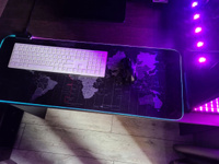 Коврик для мышки большой с RGB подсветкой. Игровой коврик для мыши и клавиатуры 800*300. Компьютерный коврик для ПК и ноутбука. Карта мира #80, Венченсо А.