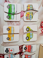 Картинки-половинки "Транспорт", 20 деталей из дерева в деревянной коробке для развития логики у малышей #5, Екатерина Горюнова