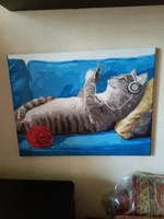Картина по номерам на холсте 40х50 "Будни кота" / картина по номерам на подрамнике #112, Стародубцева Елена