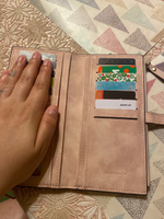 Кошелек женский большой на магнитной кнопке из эко-замши для денег и банковских карточек светло-розовый Loveracchi #108, Мария К.