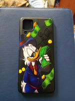 Чехол Soft Touch на Samsung Galaxy A12/M12 / Самсунг А12/М12 "Scrooge McDuck with Money", черный #17, Анастасия В.