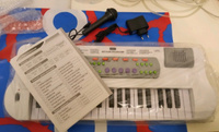 Детский музыкальный электронный инструмент пианино синтезатор с микрофоном 37 клавиш для девочек и мальчиков, запись, регулировка громкости, работает от сети или батареек, ZYB-B0689-2 #32, Гулия С.