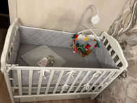 Бортики в кроватку для новорождённых стеганые MamiBro, 100% хлопок, 60х30 см - 2 шт, 120х30 см - 2 шт, серый #43, Дарья Ц.