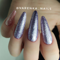 Vogue Nails Гель лак для ногтей с блестками, плотный на прозрачной подложке с фольгой и поталью, декоративное покрытие для маникюра и педикюра, сиреневый, 10 мл #35, Варвара И.