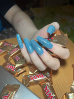 Гель лак для ногтей TNL Shine bright голубой светоотражающий с блестками №4, 10 мл #176, Алеся Л.