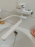 Смеситель в ванную, длинный излив, шаровый, из высокопрочного пластика АБС, белого цвета #43, Анатолий Б.