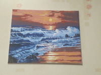 Картина по номерам на холсте на подрамнике 40х50 "Заход солнца" #96, Юлия Р.