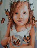 Картина по номерам на холсте 40х50 40 x 50 на подрамнике "Милая девочка и бабочки." DVEKARTINKI #80, Елена