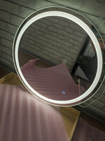 Зеркало 60 см настенное круглое интерьерное в стиле лофт, для ванной, гостиной, прихожей, спальни, с подсветкой LED, "Глория". #31, Дарья Г.
