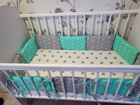 Простыня детская в кроватку 60х120, простынь на резинке для новорожденных и малышей, 100 % хлопок, Звезды на белом #23, Зарема Х.